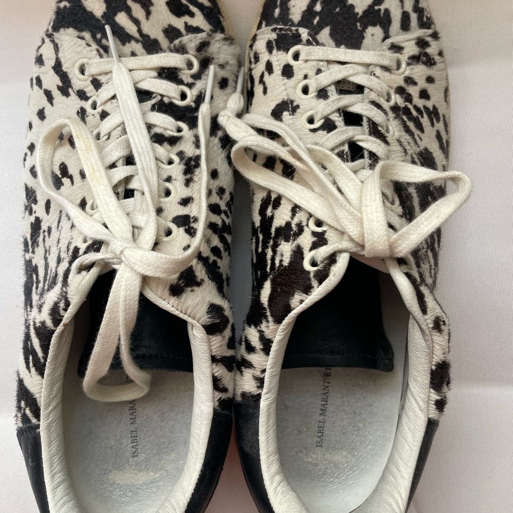 Isabel Marant Black and White Calf Hair Sneakers